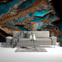 Azure Elegance Marble 4D Mural Wallpaper